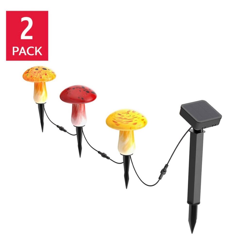2 Infinity X1 Glass SolarMushroom Landscaping Lights 6pk